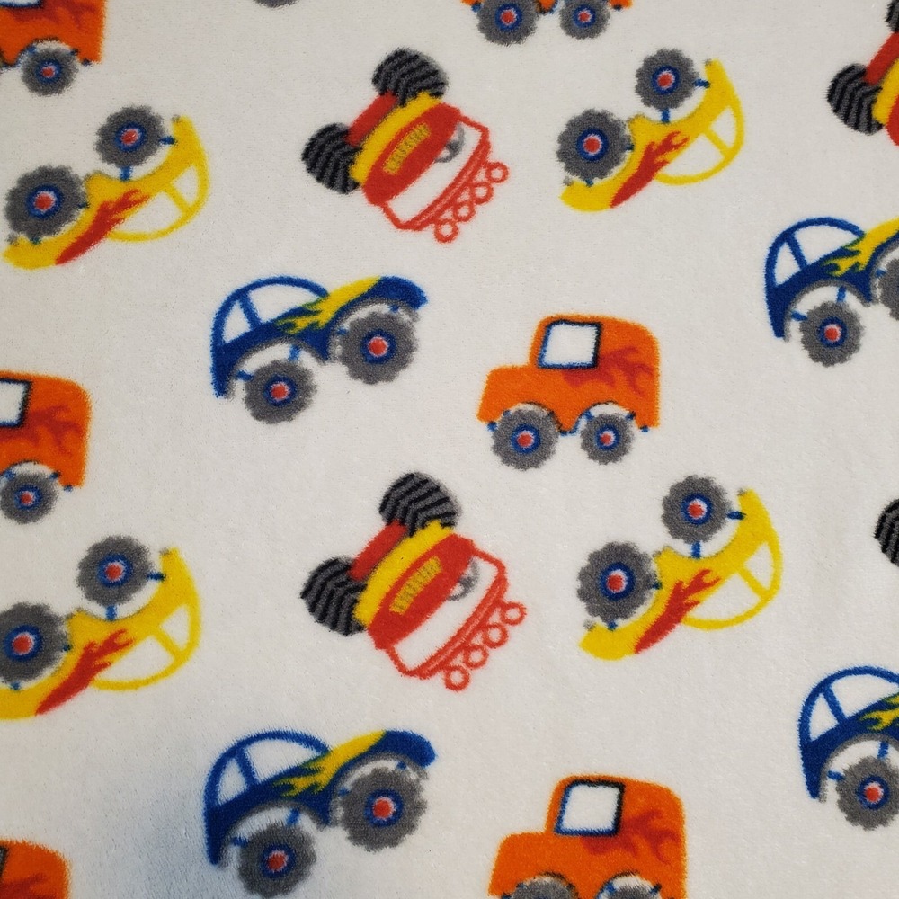 Cutie Pie‎ Blue Monster Cars Trucks Vehicles Baby Blanket White 2018 30x36
